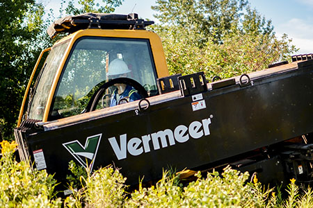 Jordan Oliver is pictured operating a Vermeer horizontal directional drill