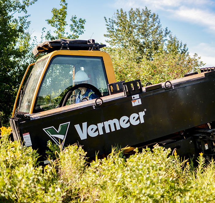 Jordan Oliver is pictured operating a Vermeer horizontal directional drill