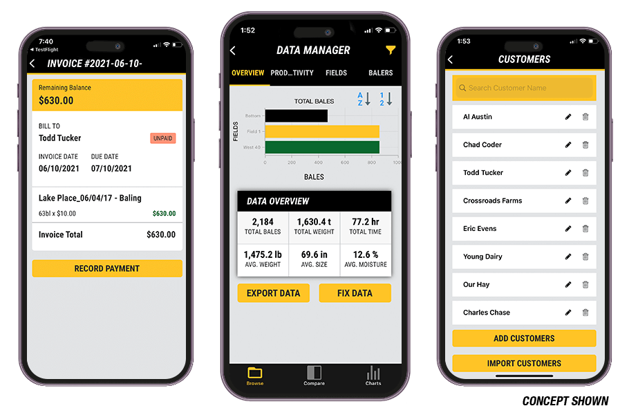 Forage commander app as viewed on a mobile device